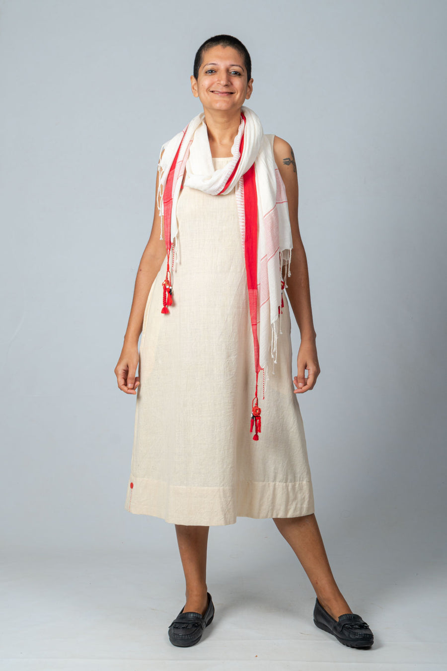 Off White Khadi Dress - NIKITA