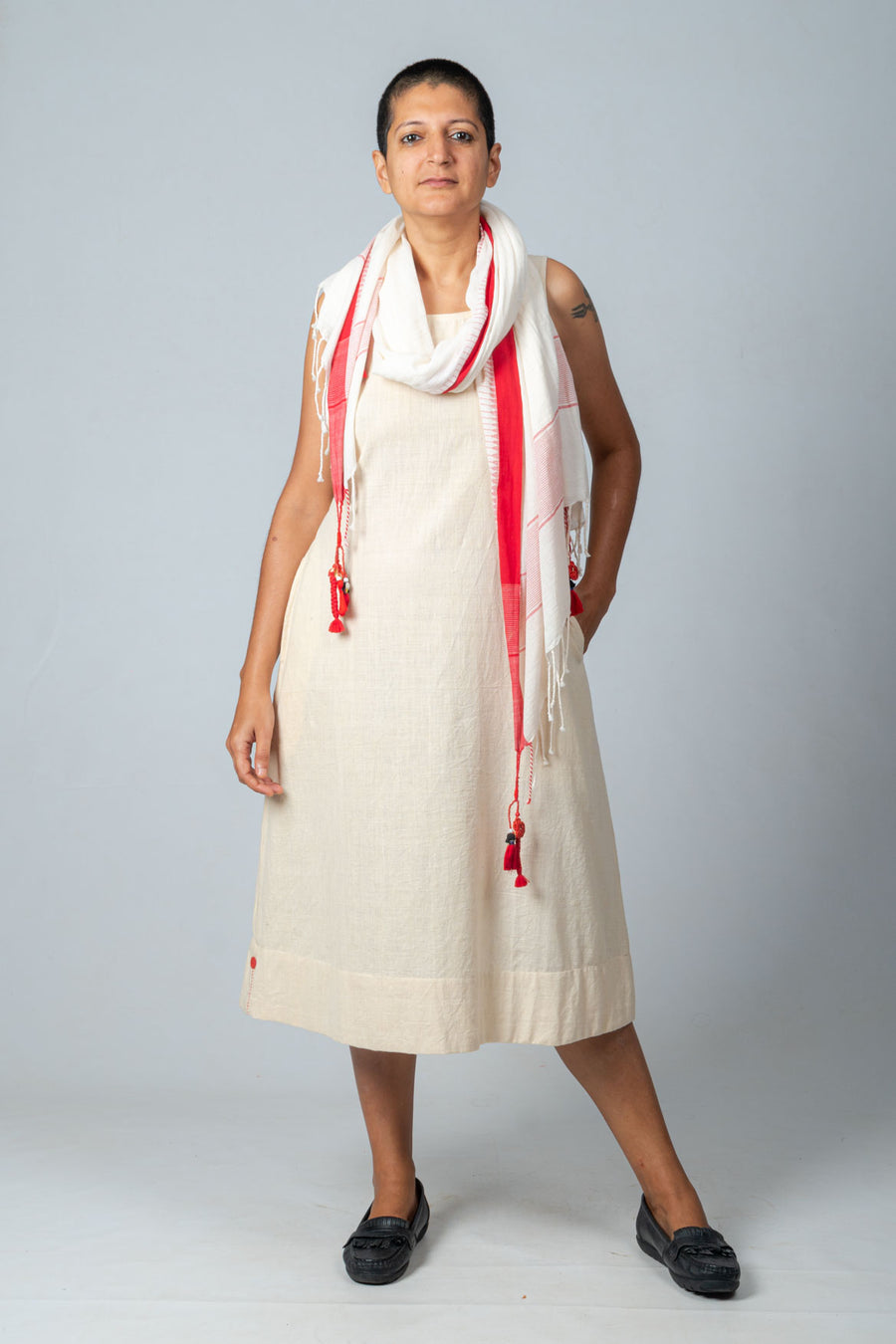 Off White Khadi Dress - NIKITA