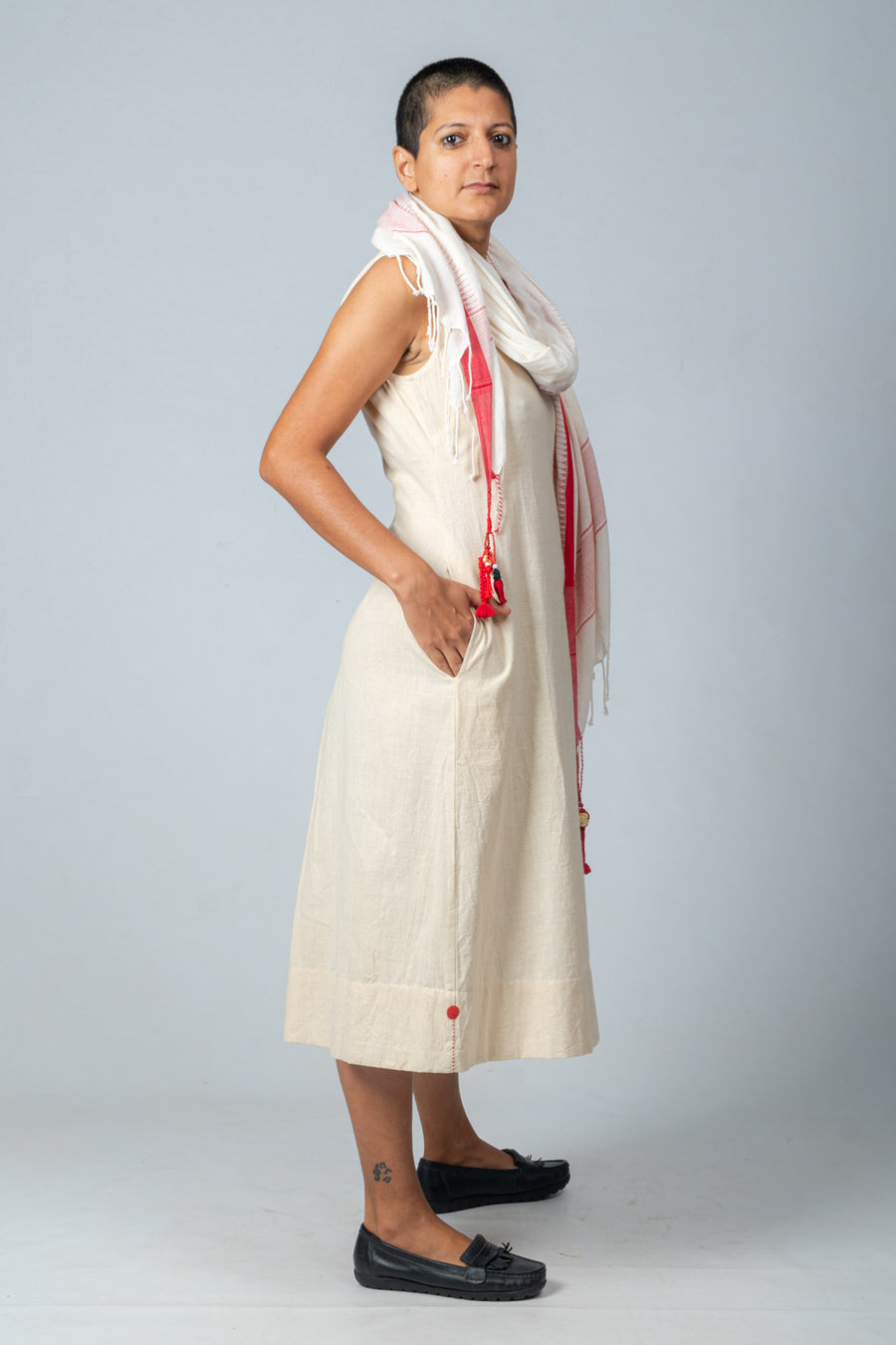 Off White Khadi Dress - NIKITA