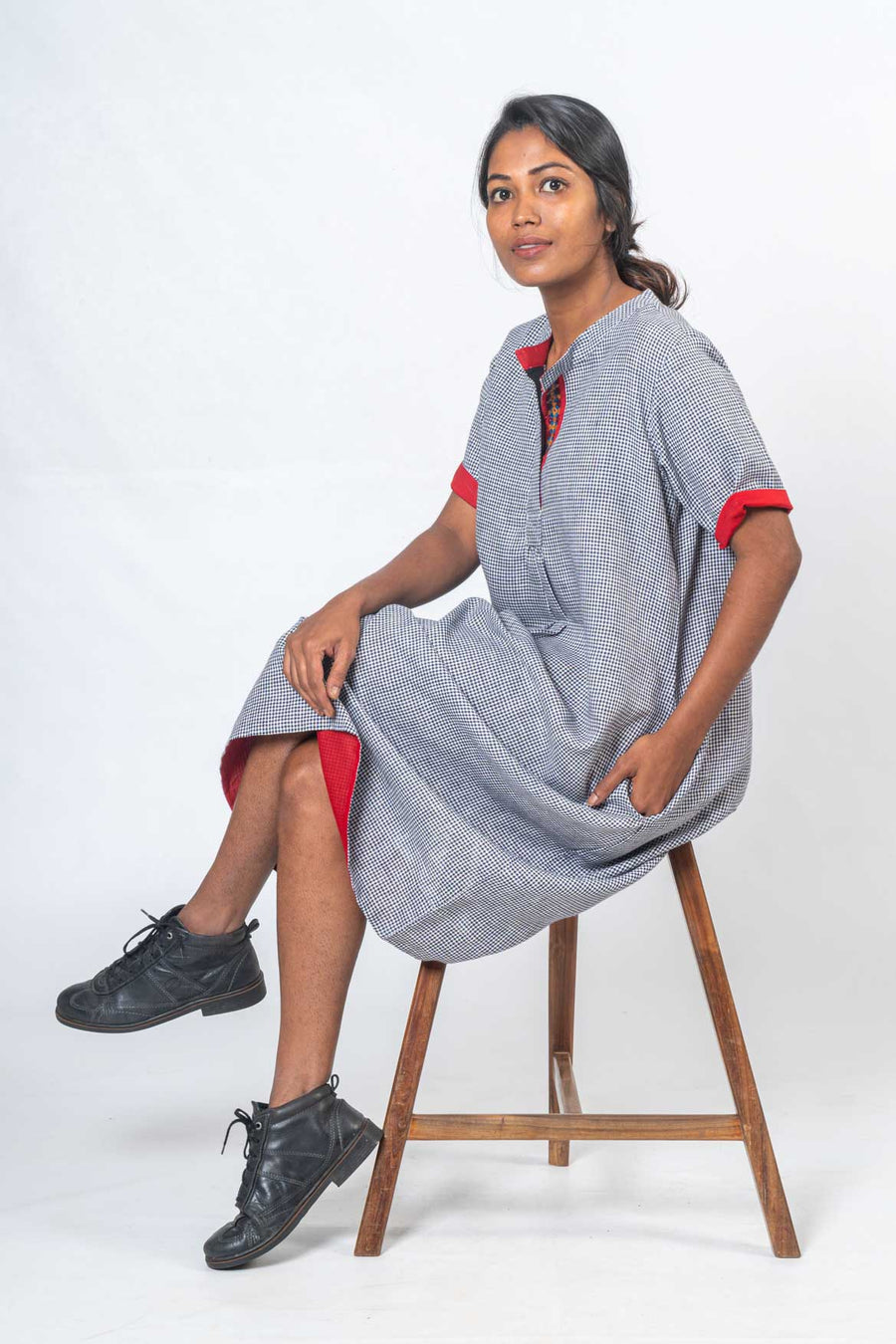 Kutch Embroidery Linen Dress- GEET