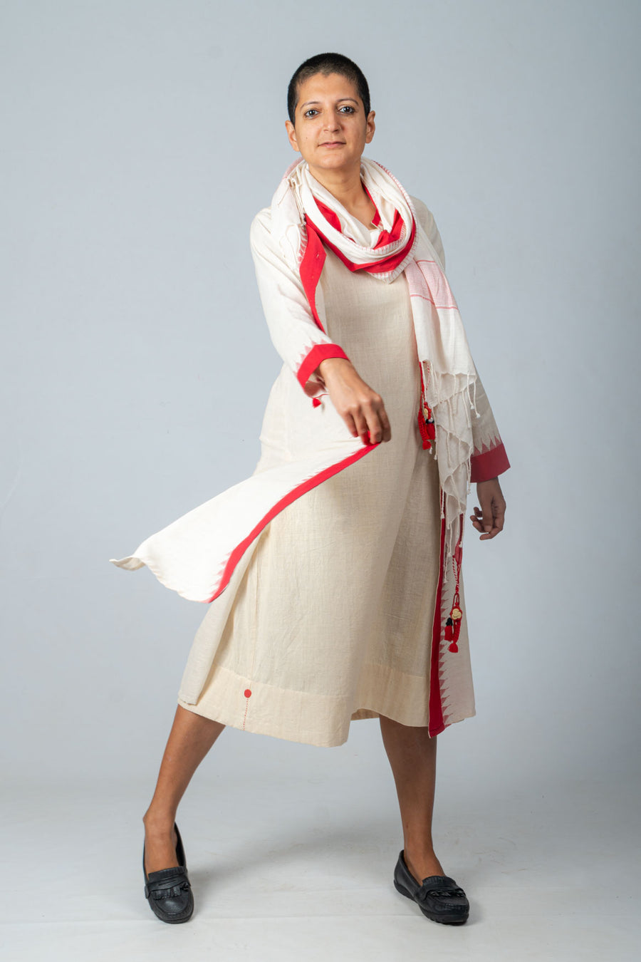 Off White Khadi Dress - NIKITA