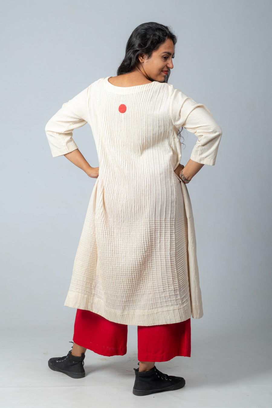 Red Handloom Cotton Trousers- NILA