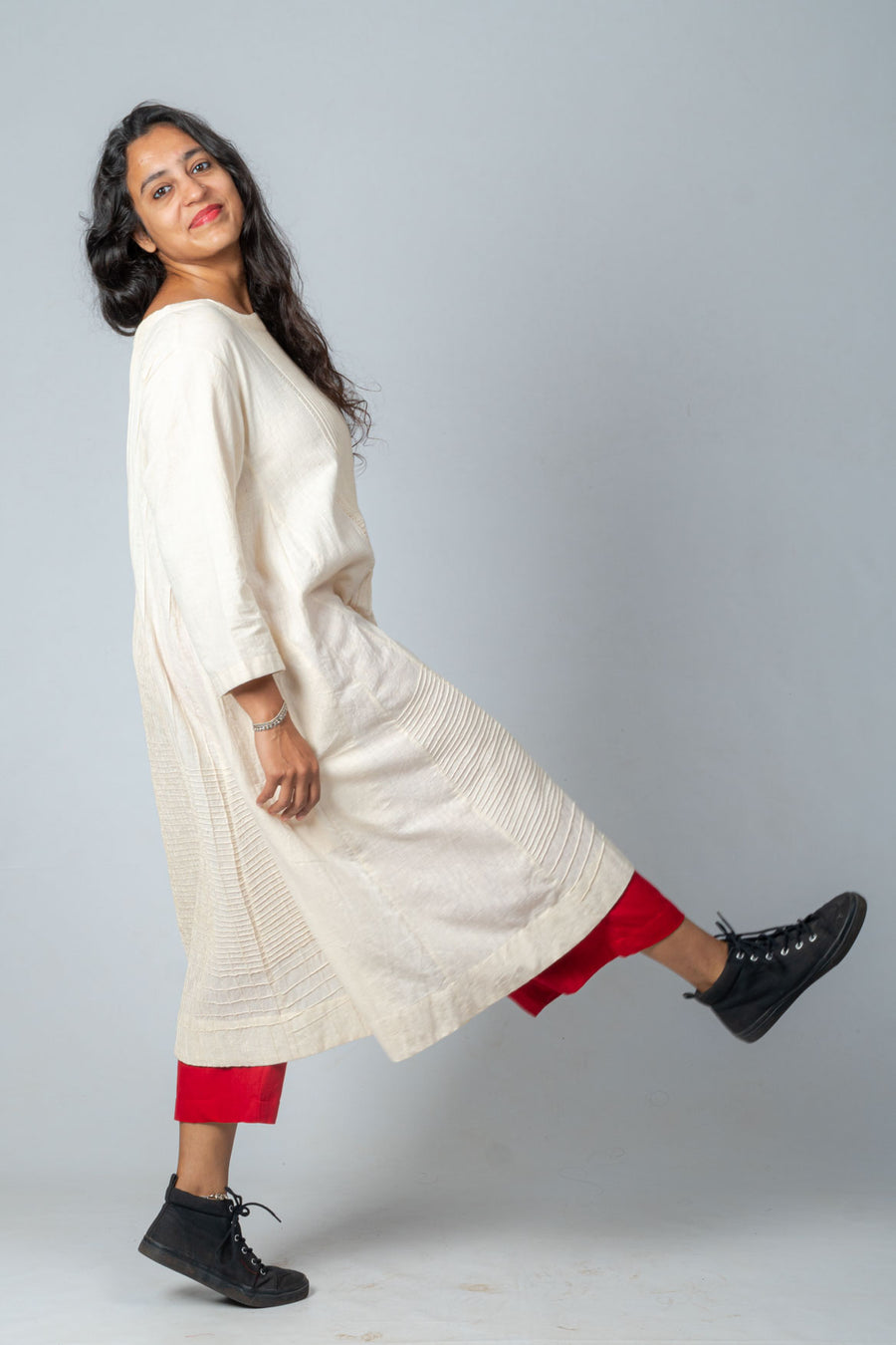 Red Handloom Cotton Trousers- NILA