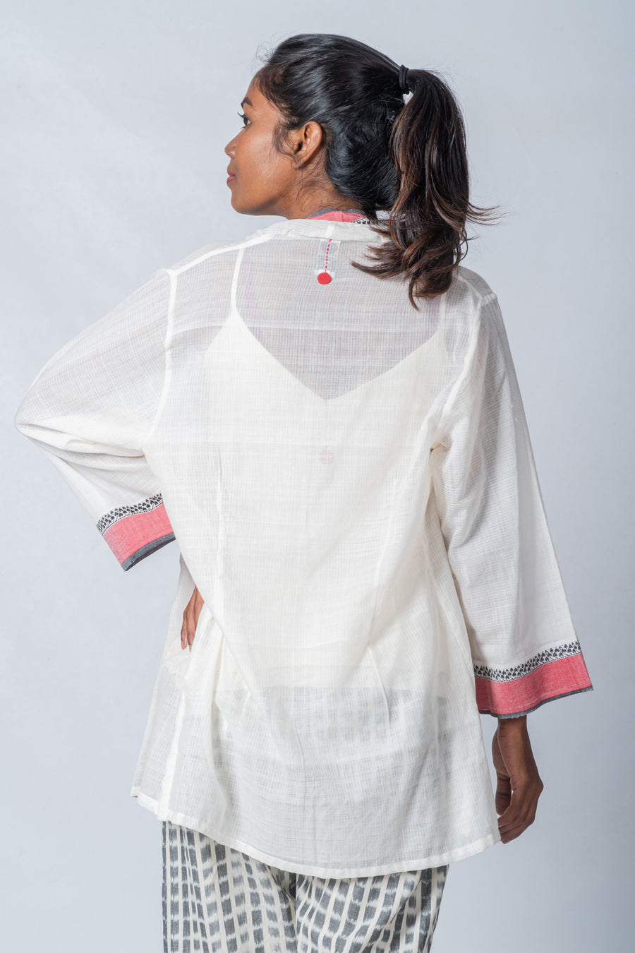 Set of 2- Hand Spun Jamdani short jacket & Organic Cotton Top