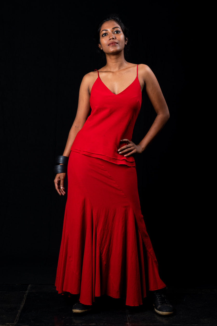 Red Vowl Top and Kakoli Skirt - WRITU SET