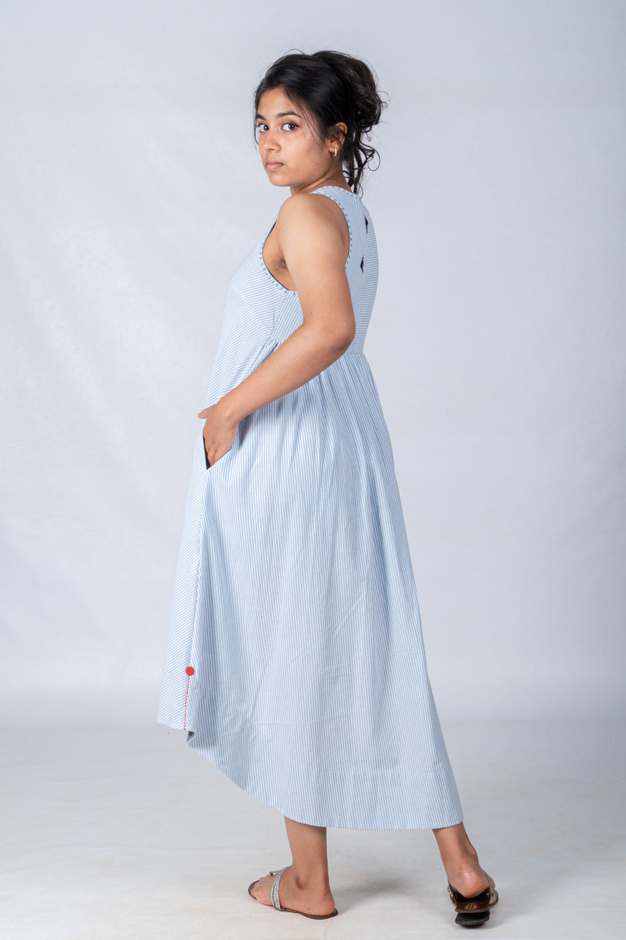 Organic Cotton Blue Striped Dress - LEIA