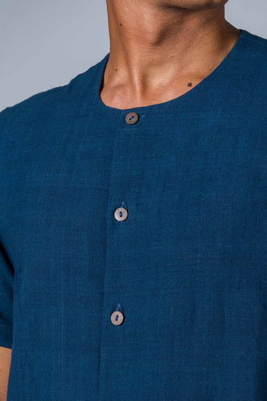 Natural Indigo Handwoven Shirt - JAMA - Upasana Design Studio