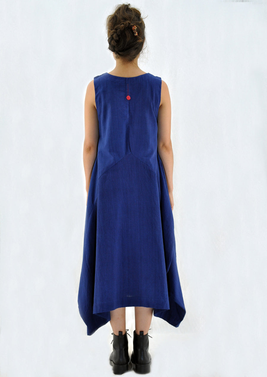 Natural Indigo Khadi Dress - INES - Upasana Design Studio