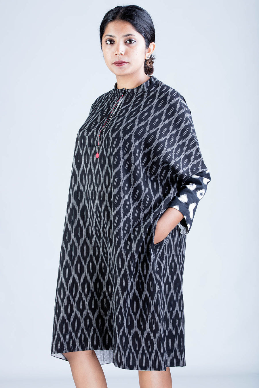 Black Ikat Dress - MUKTA - Upasana Design Studio
