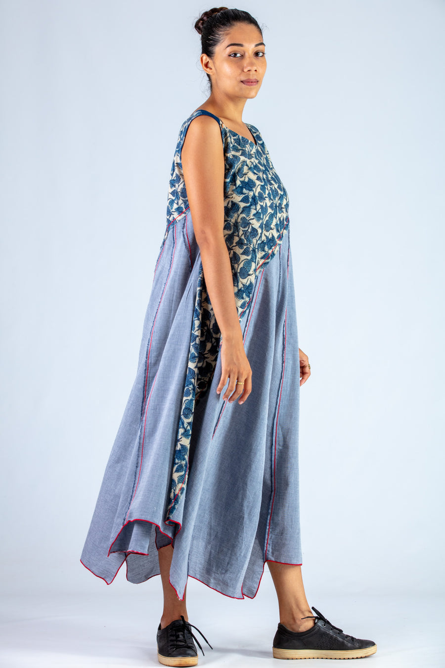 Blue Upcycled Dress - NAISHA - Upasana Design Studio
