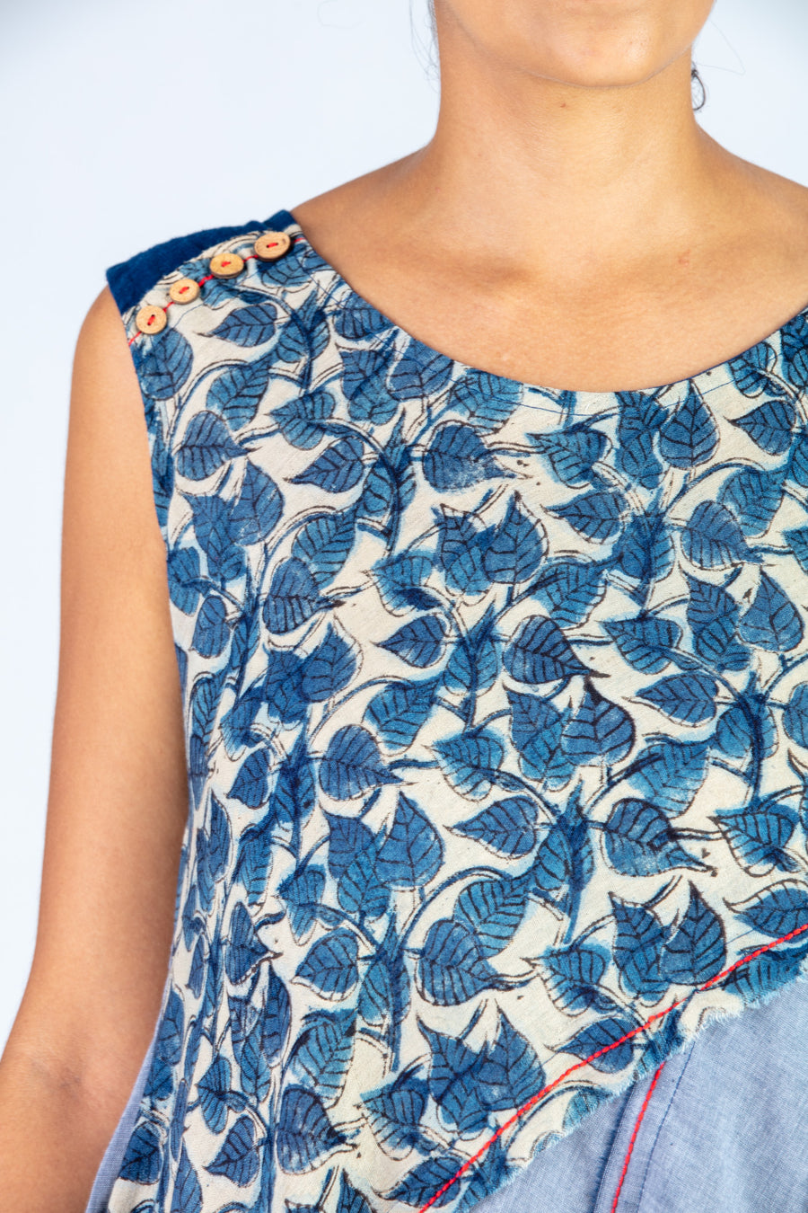 Blue Upcycled Dress - NAISHA - Upasana Design Studio