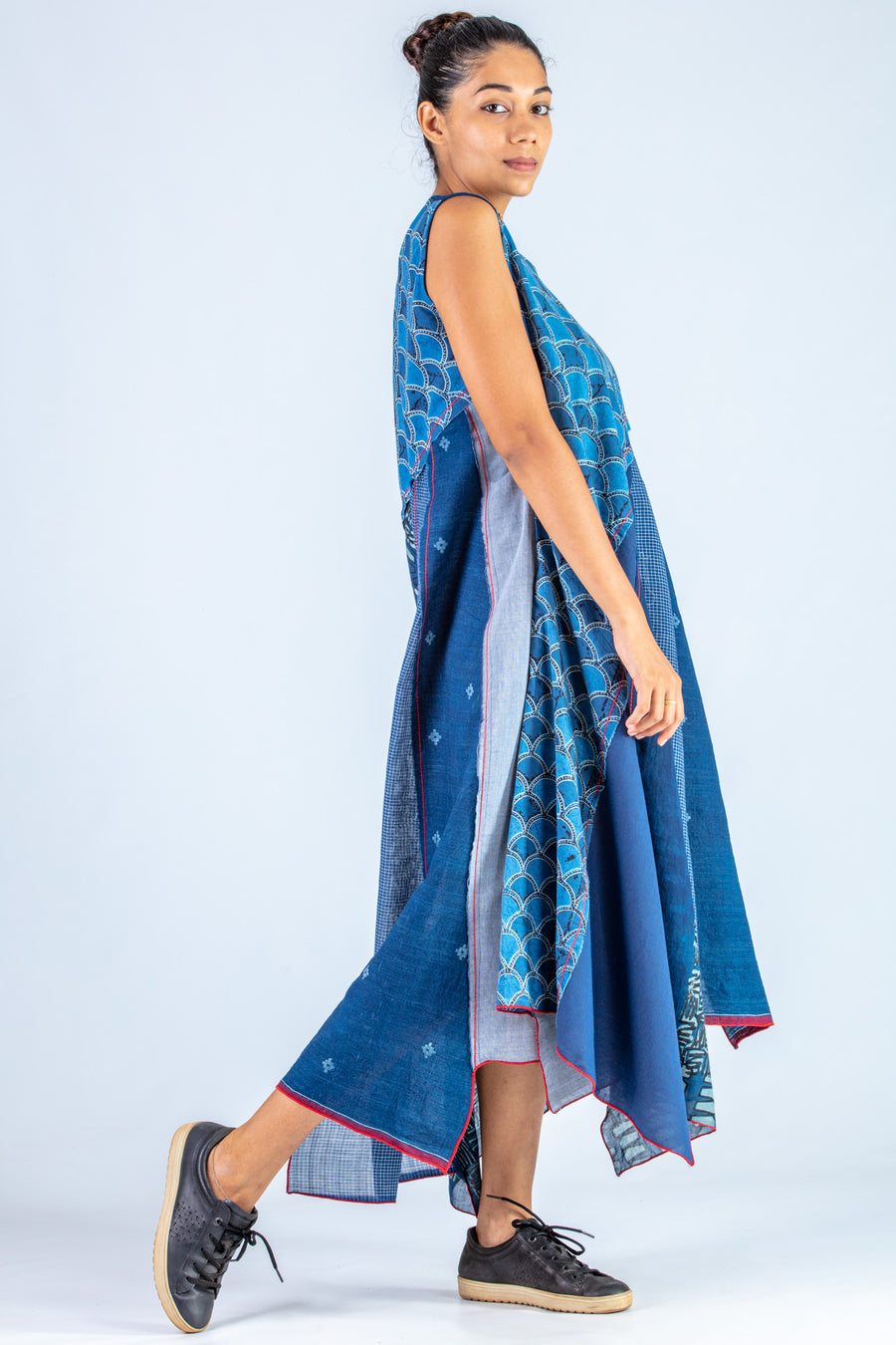 Indigo Upcycled Dress - NAISHA - Upasana Design Studio