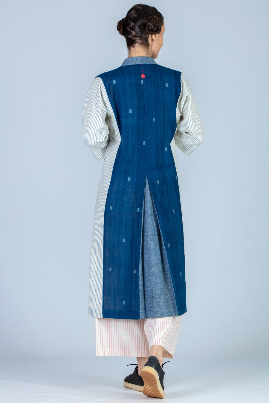 Indigo Organic cotton and Khadi Jamdani Jacket - SAYURI - Upasana Design Studio