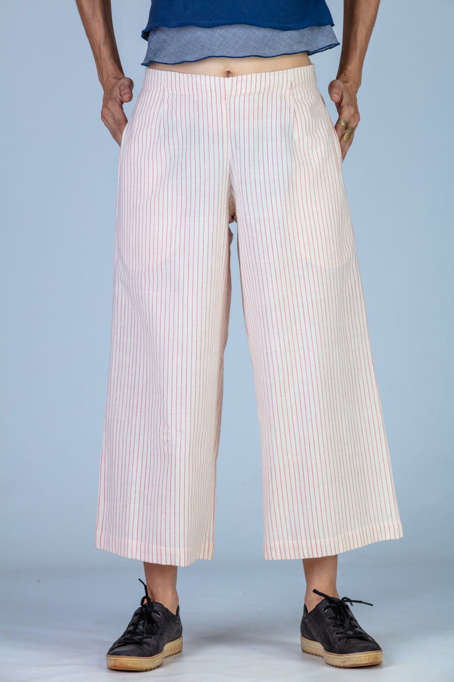 Red striped Organic cotton Pants - NILA - Upasana Design Studio