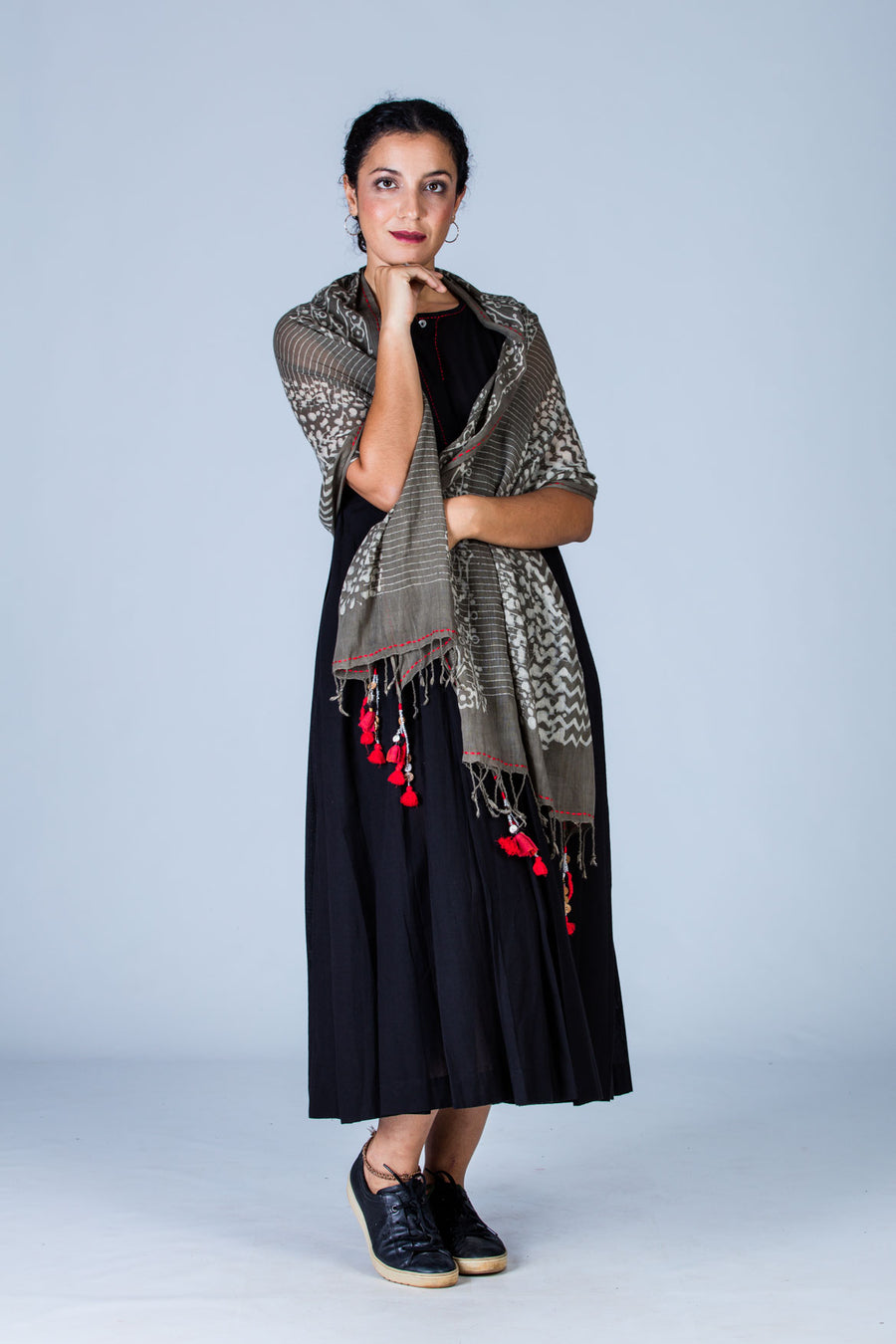Navya -Black Organic cotton Dress - Upasana Design Studio
