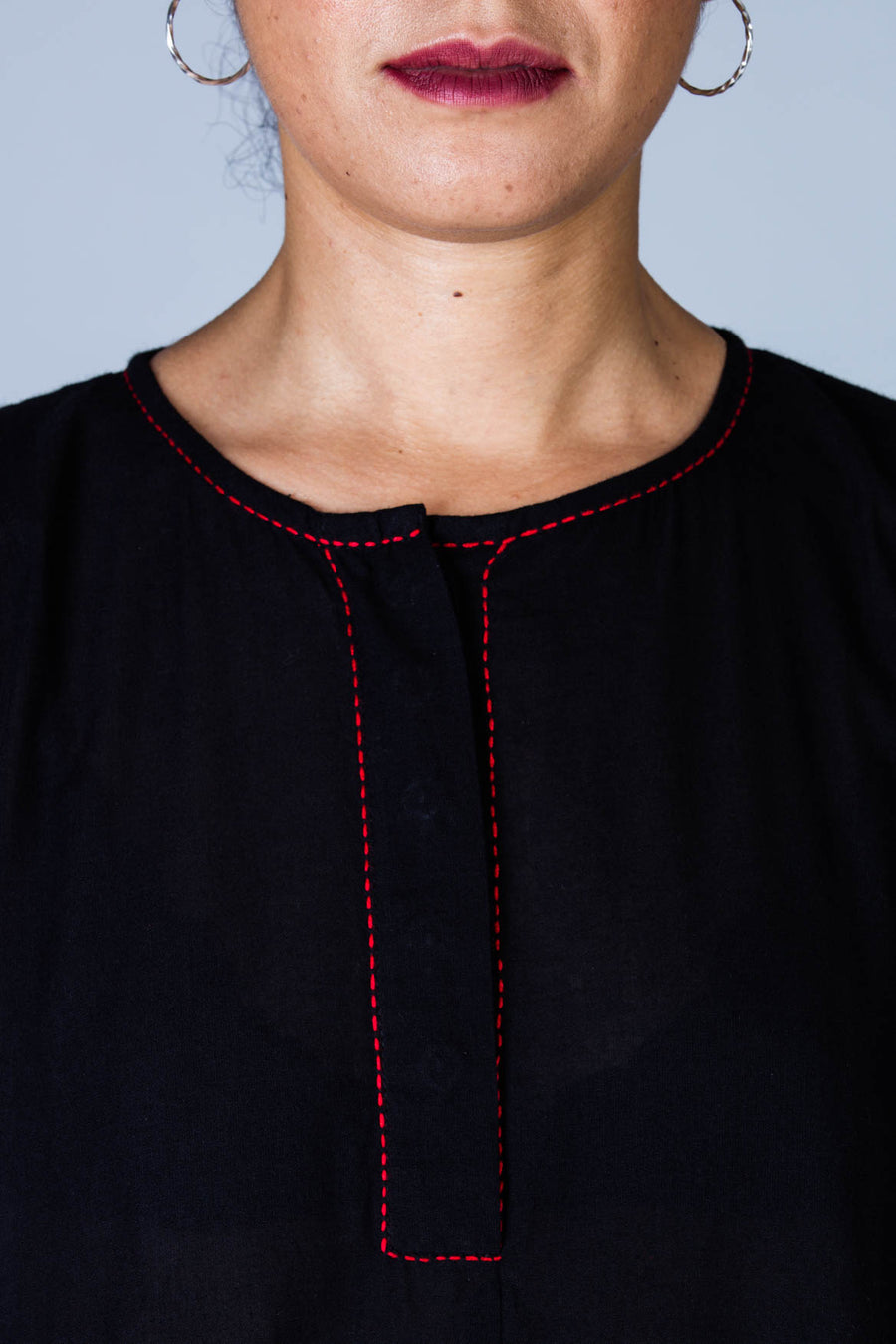 Navya -Black Organic cotton Dress - Upasana Design Studio