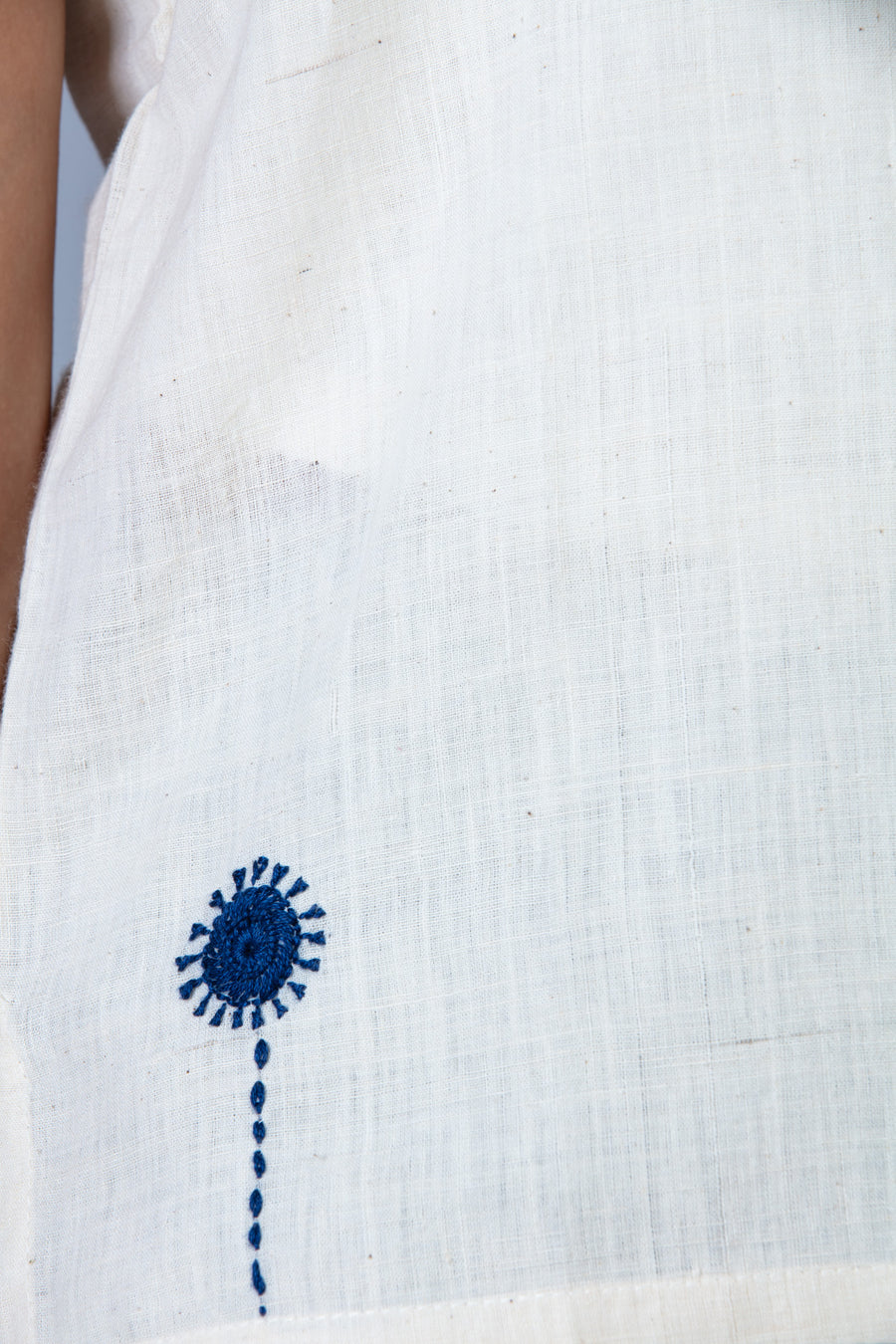 Off white Desi Cotton Embroidered Top - SIMPLE - Upasana Design Studio