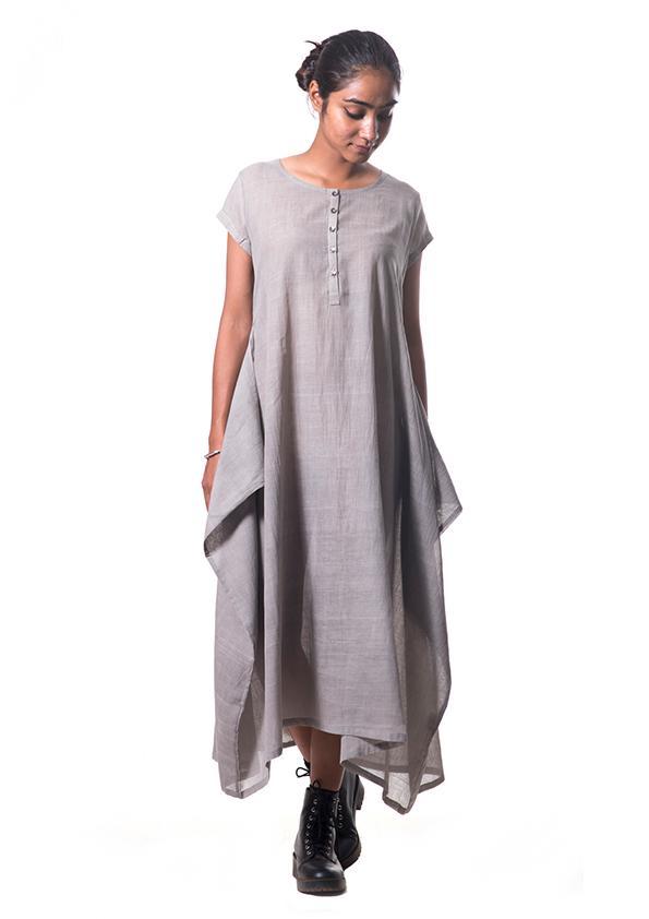 Tulsi dyed Organic cotton dress - SAIMA - Upasana Design Studio