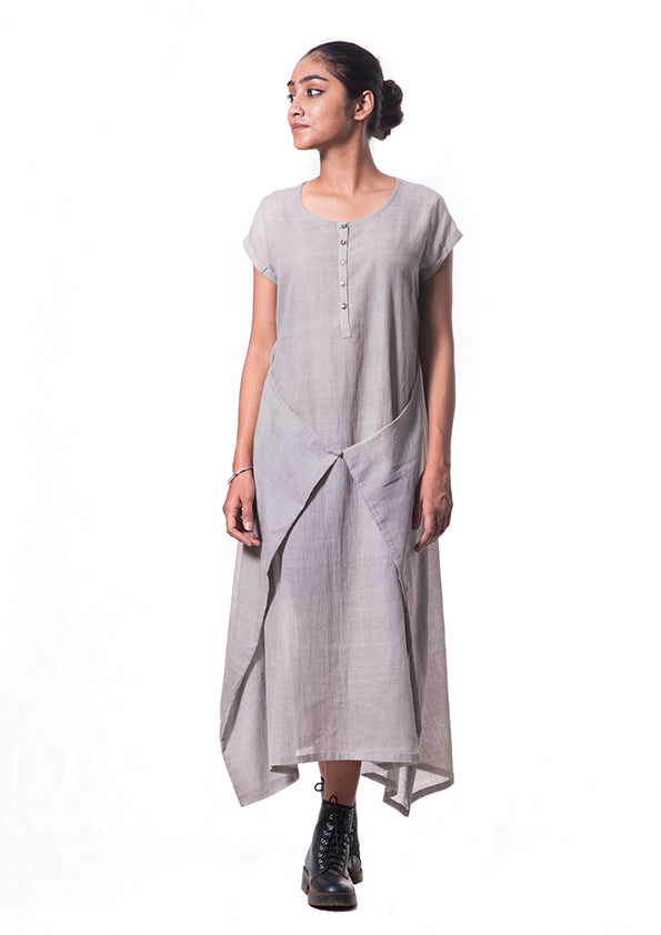 Tulsi dyed Organic cotton dress - SAIMA - Upasana Design Studio