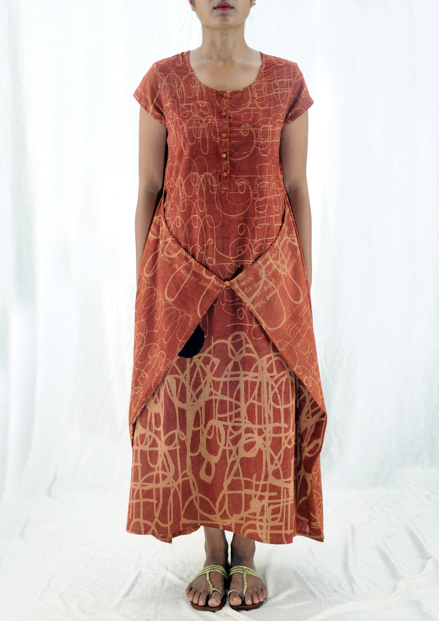 Saima -Organic Cotton Printed Ochre Dress