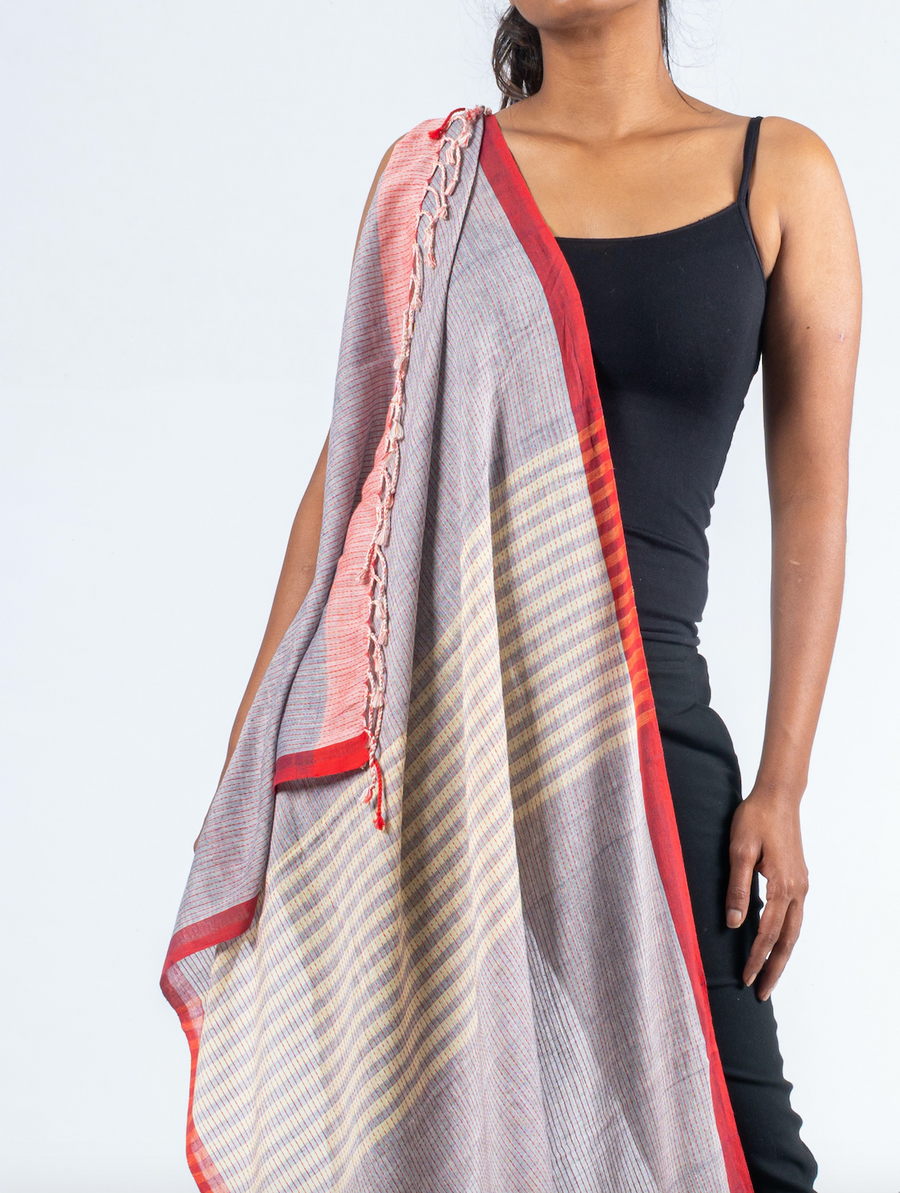 Handwoven Organic Cotton Scarf - PARINEETA