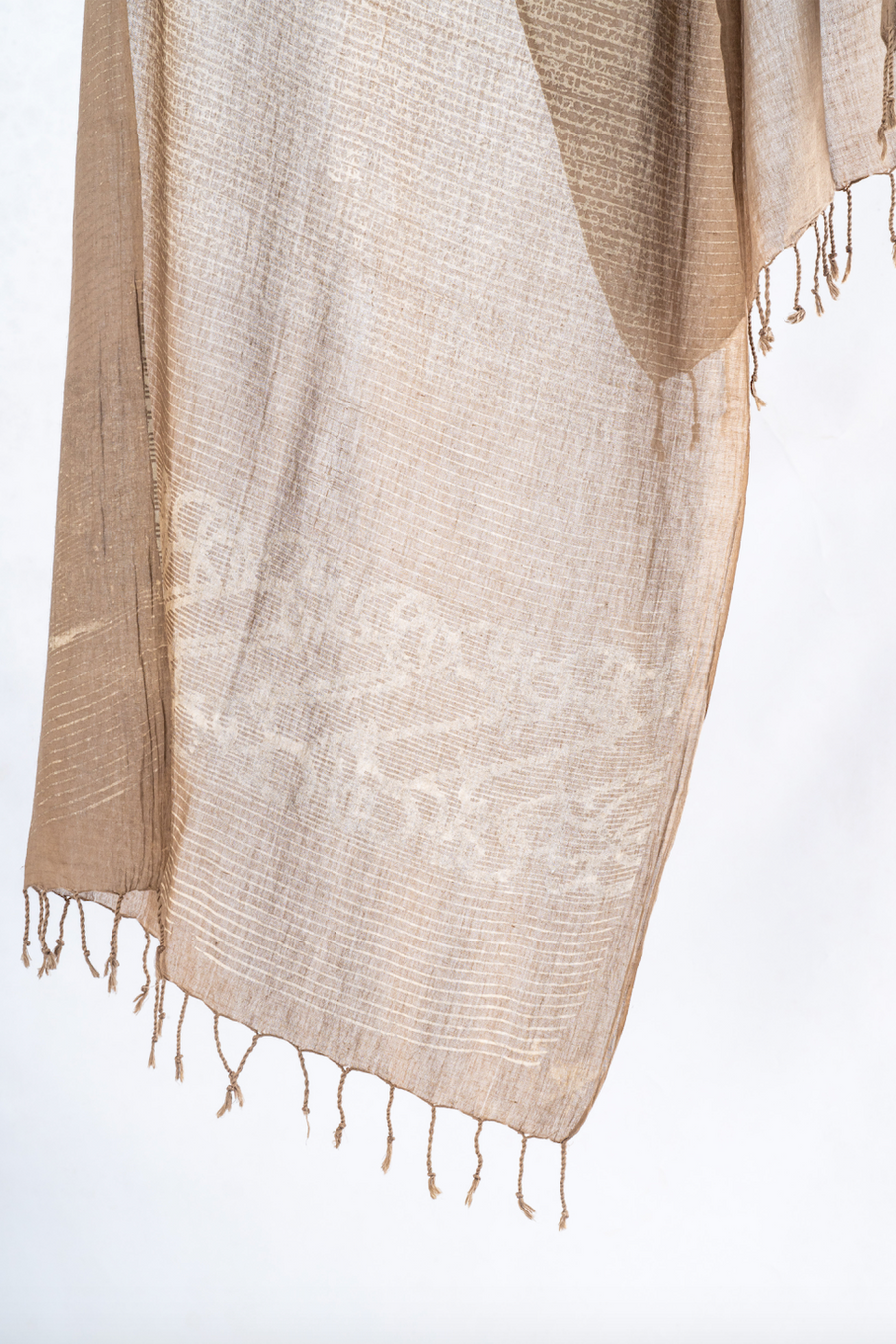 Natural Dyed Organic Cotton Handblock Printed Scarf (Grey)- ADALEE