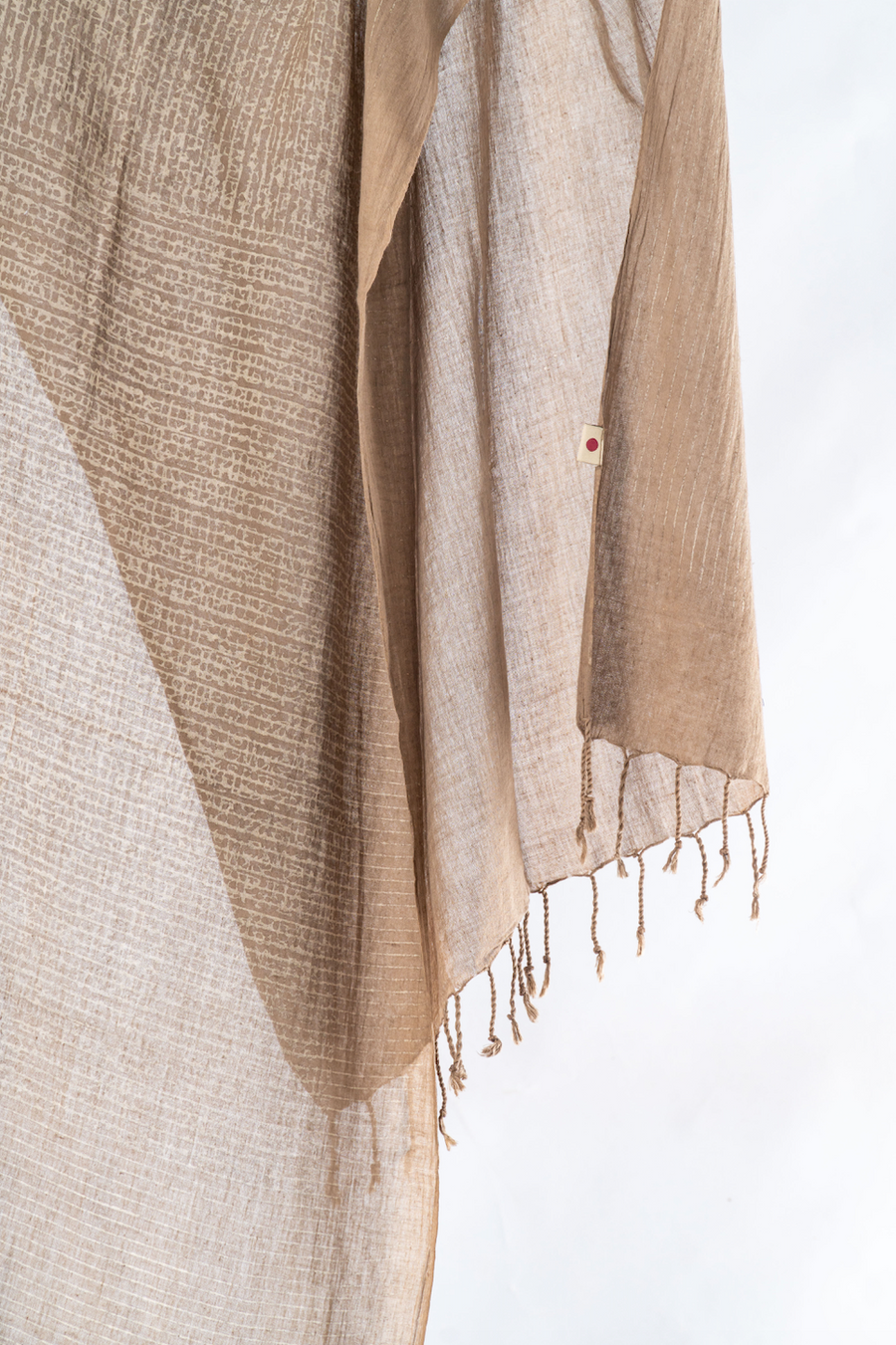 Natural Dyed Organic Cotton Handblock Printed Scarf (Grey)- ADALEE