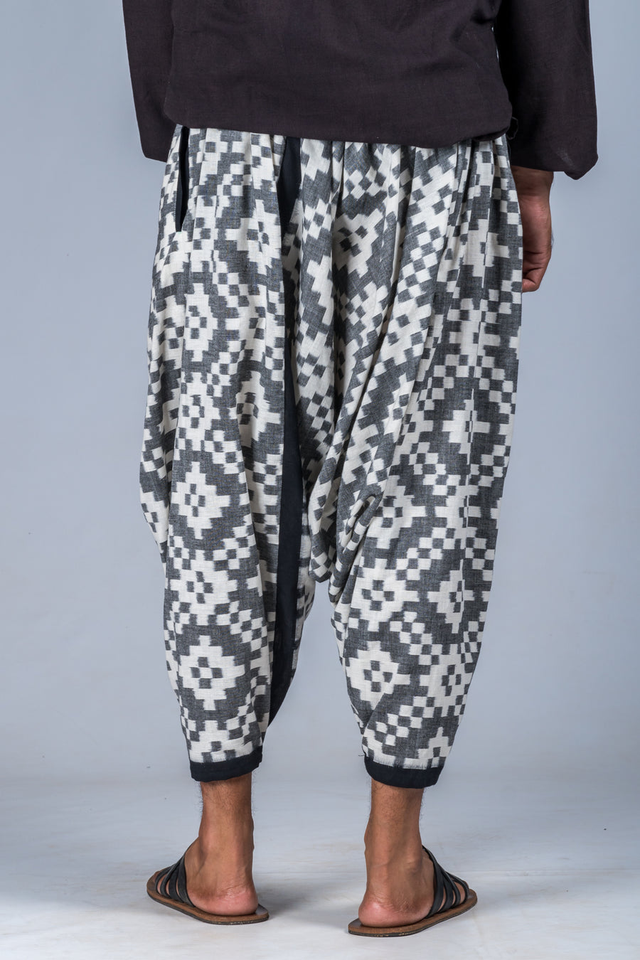 White and Grey Ikat Pattern - Turkish Pant