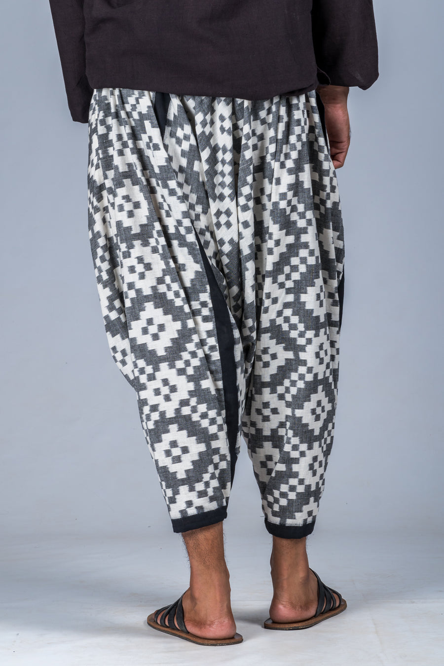 White and Grey Ikat Pattern - Turkish Pant