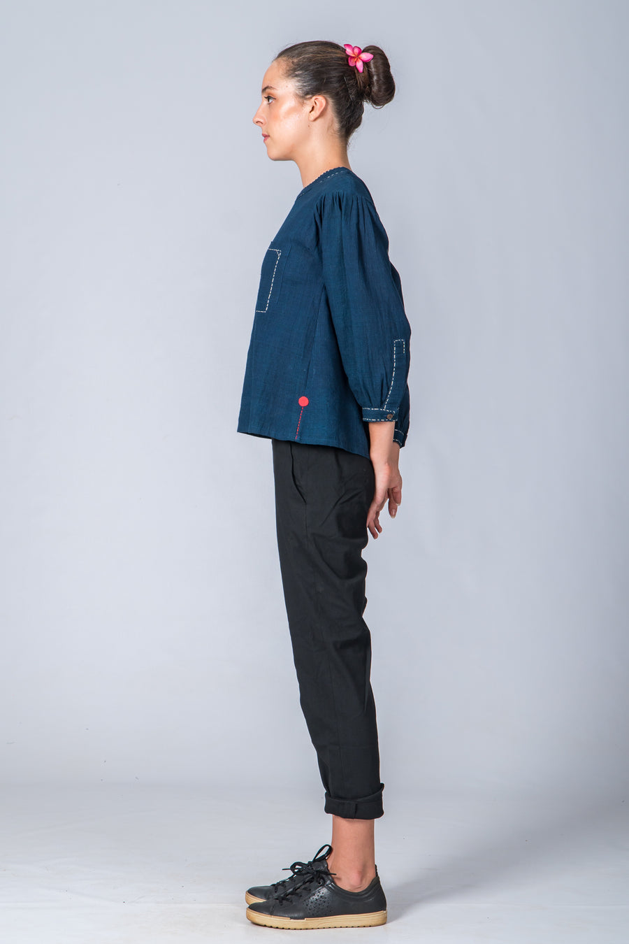 Indigo Dyed Handwoven Top - WHERE