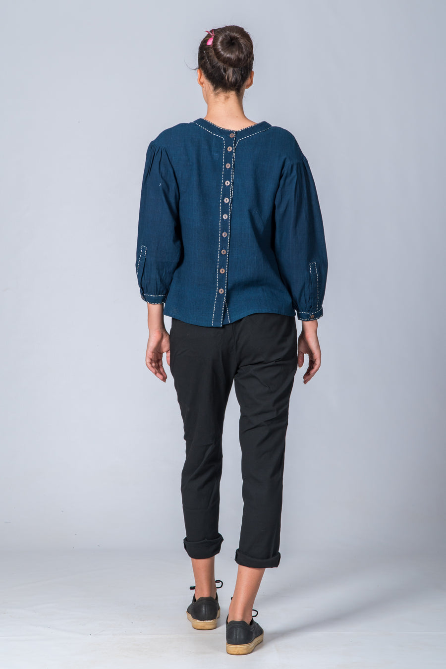 Indigo Dyed Handwoven Top - WHERE