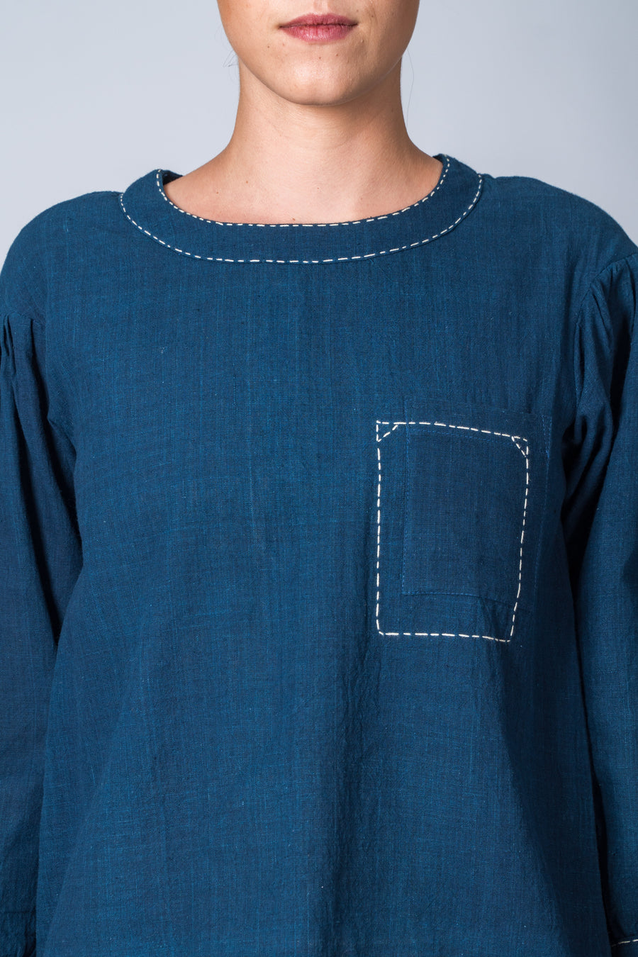 Indigo Dyed Handwoven Top - WHERE