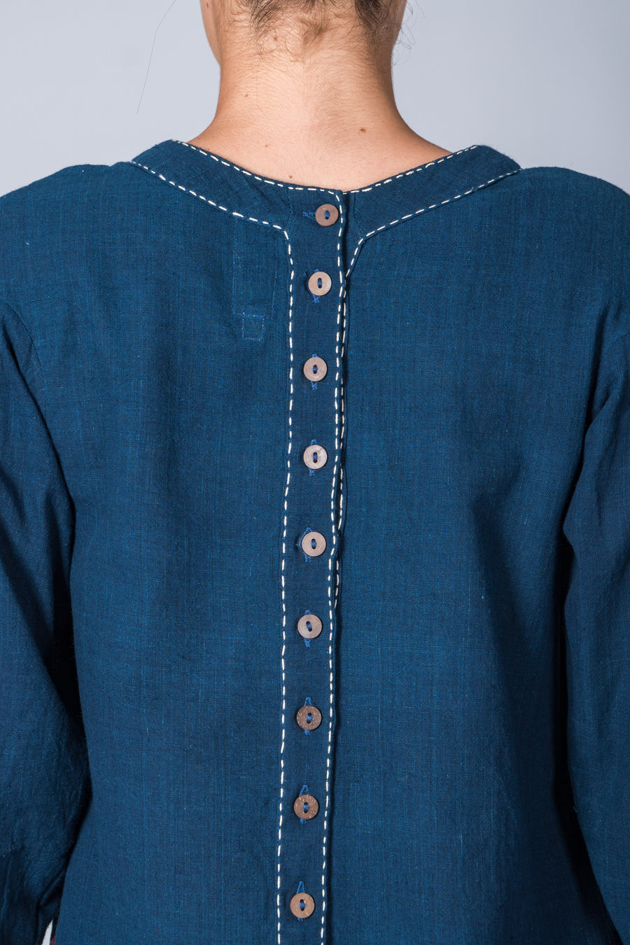 Indigo Dyed Handwoven Top - WHERE