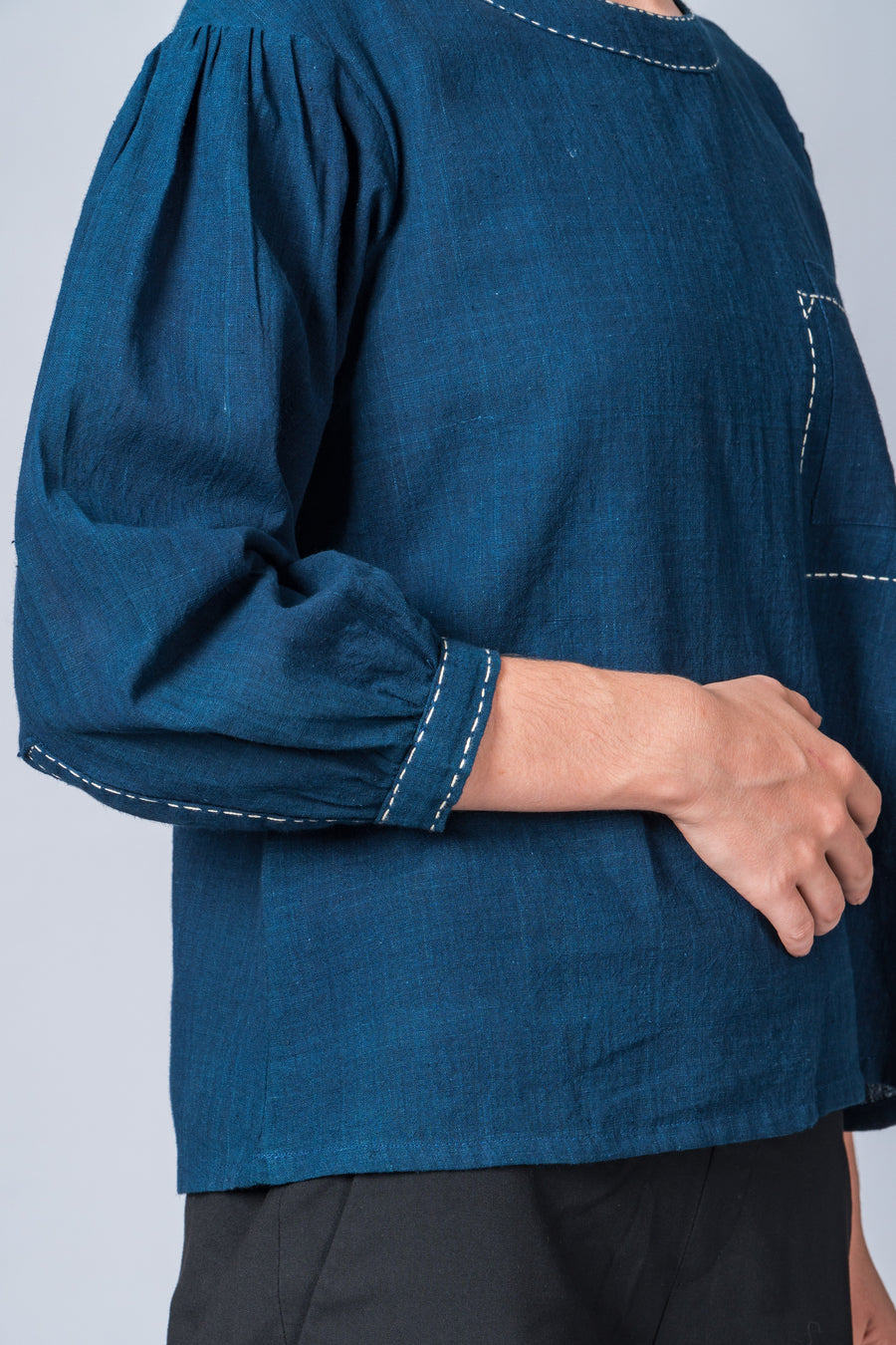 Indigo Dyed Handwoven Top - WHERE