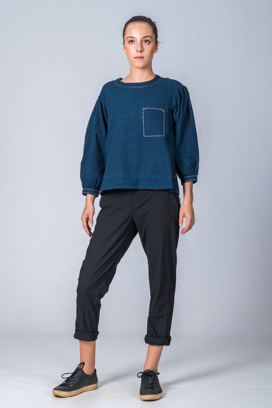 Indigo Dyed Handwoven Top - WHERE