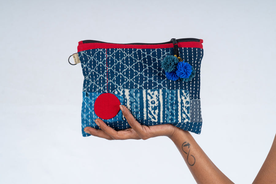 Upcycled Organic Cotton Pouch- OCEAN