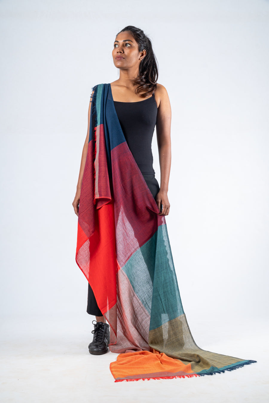 Handwoven Organic Cotton Scarf - MEENAKSHI