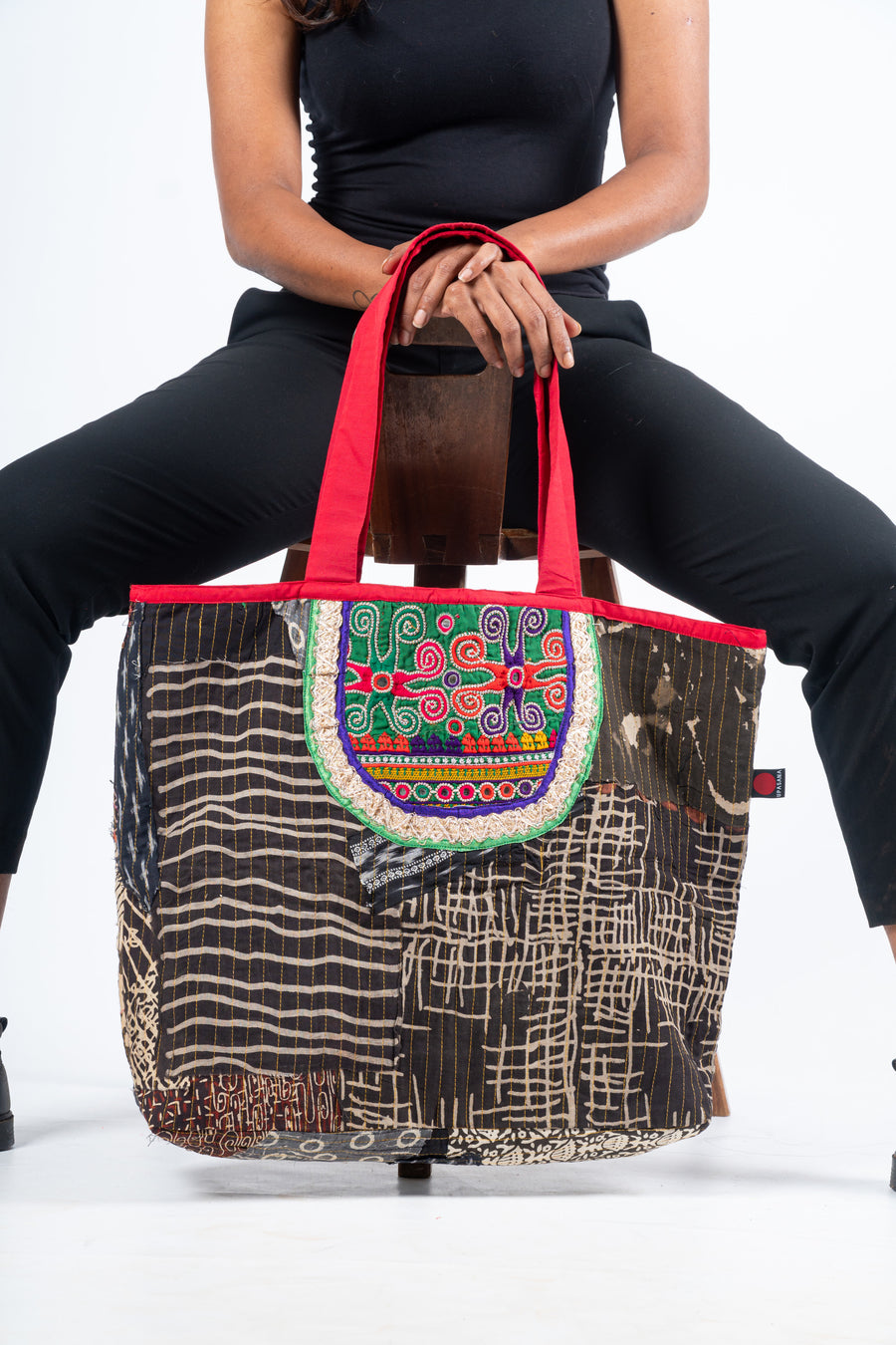 Cotton Fabric Upcycled Shopping Bag- ARAINILA