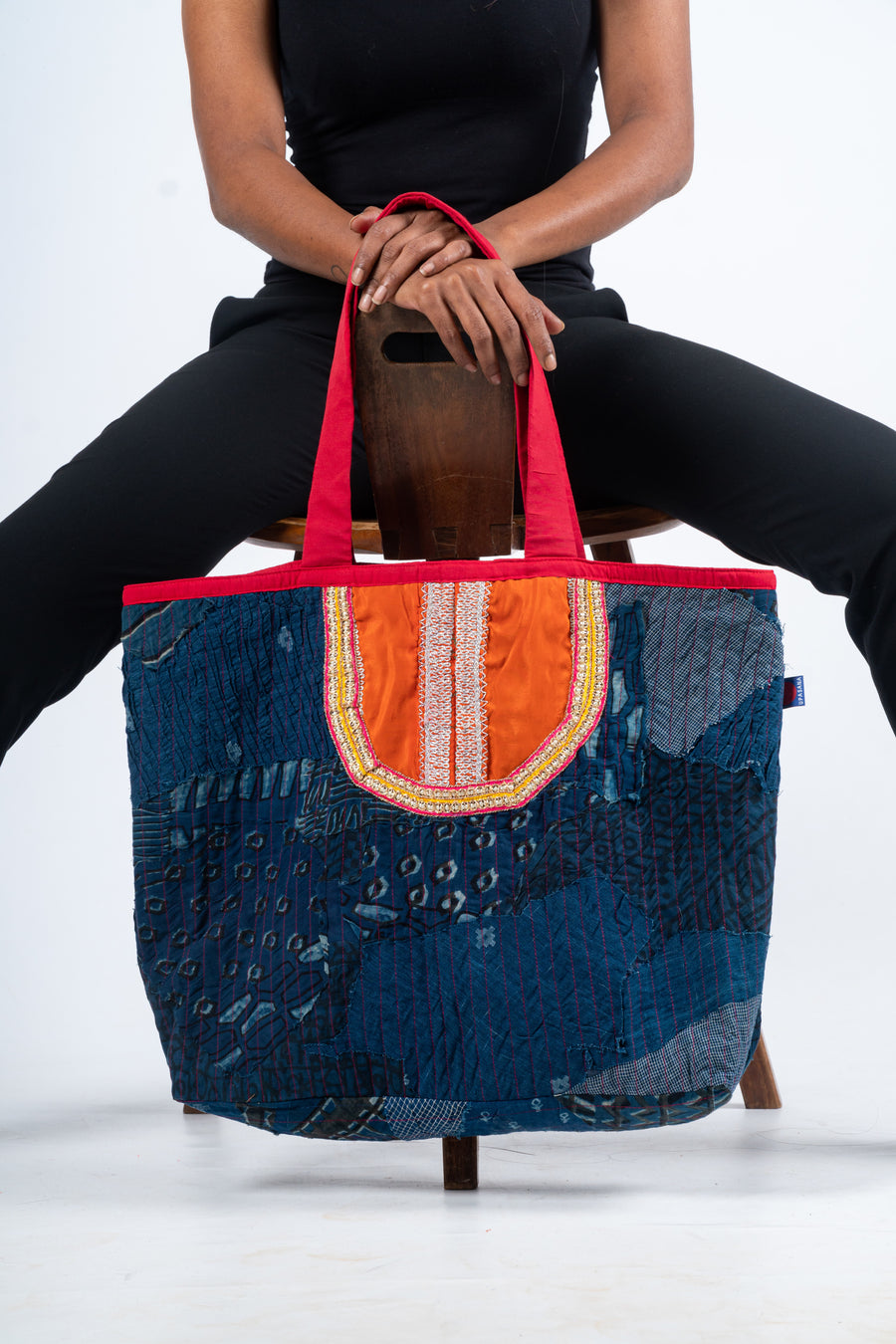 Indigo Dyed Upcycled Shopping Bag- ARAINILA