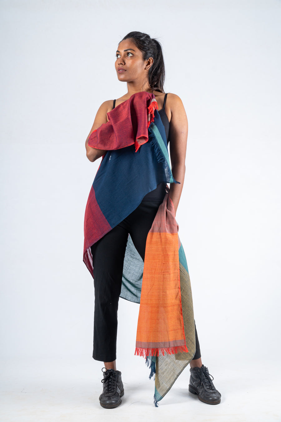 Handwoven Organic Cotton Scarf - MEENAKSHI