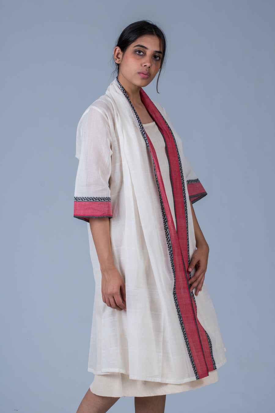 Organic Hand Spun Dress With Hand Woven  Cotton Jacket -SARALA SET