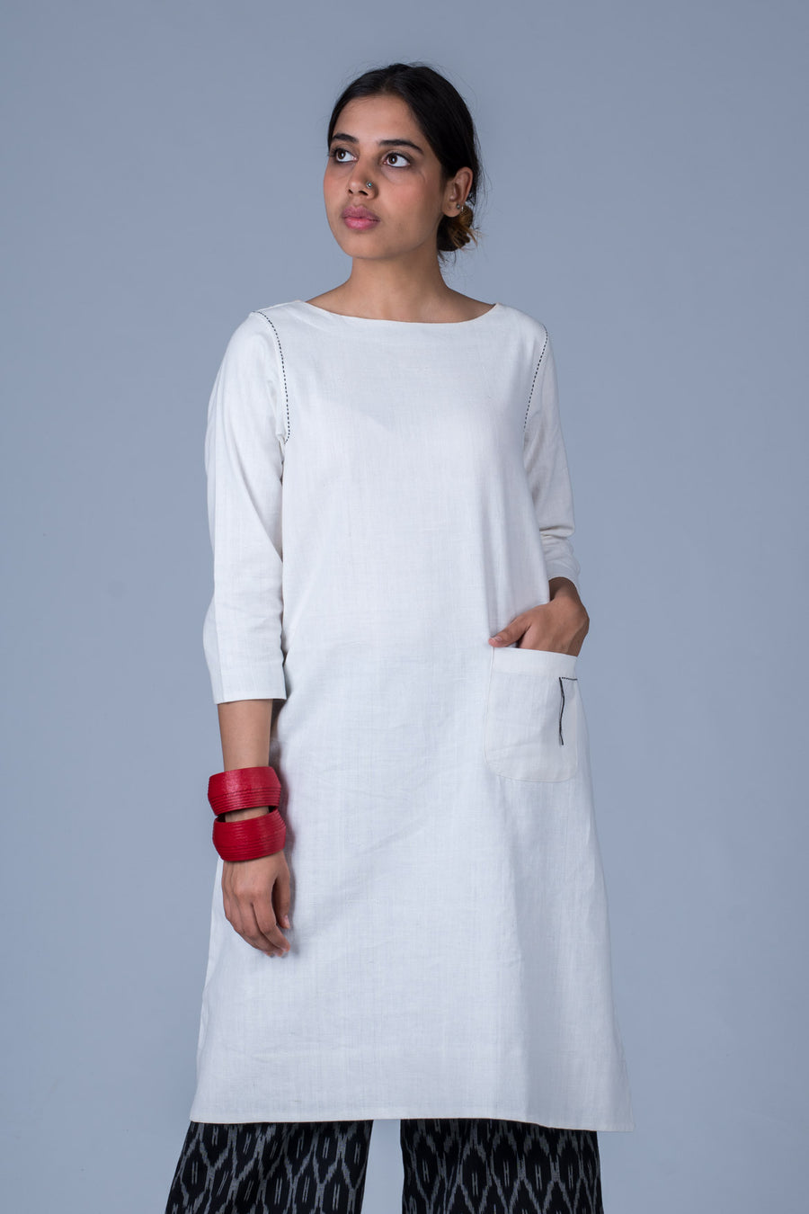 Set of 2- Saya Handwoven Kurta & Ikat Pants
