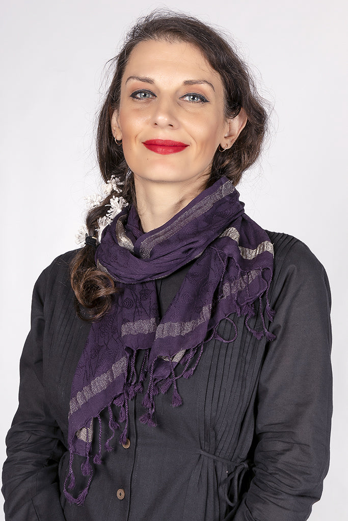Violet Varanasi Silk Scarf Gift Box - Upasana Design Studio